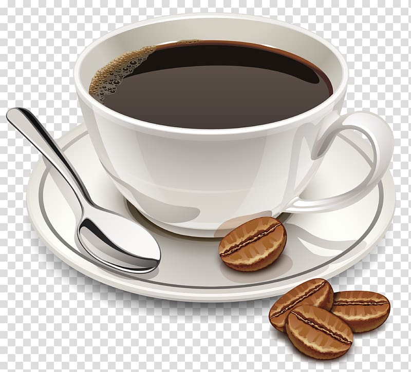 فنجان أبيض على الصحن مع القهوة التوضيح ، القهوة بابوا غينيا الجديدة