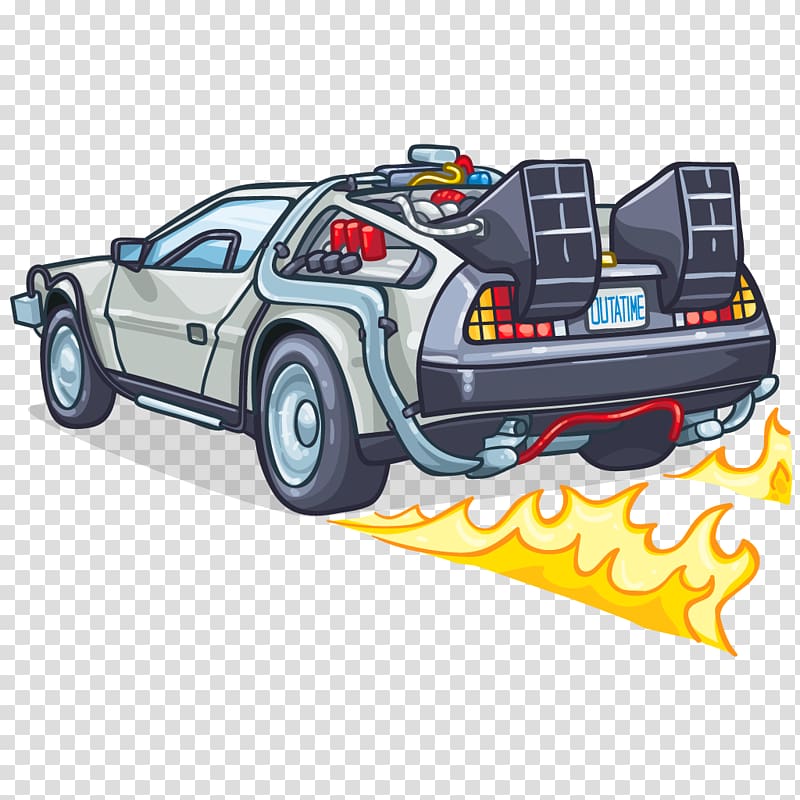 Back to The Future coupe illustration، Car T-shirt Sticker DeLorean