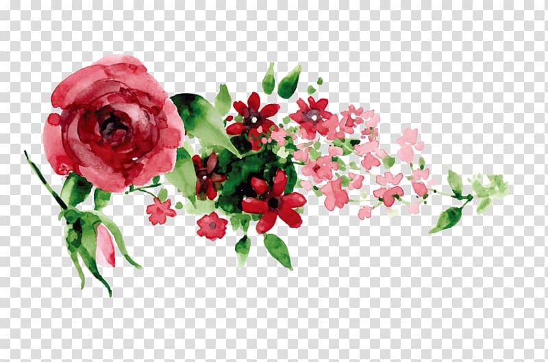 دعوة زفاف فكرة إبداع حفل زفاف ، زهور حمراء مرسومة باليد ، زهور وردية