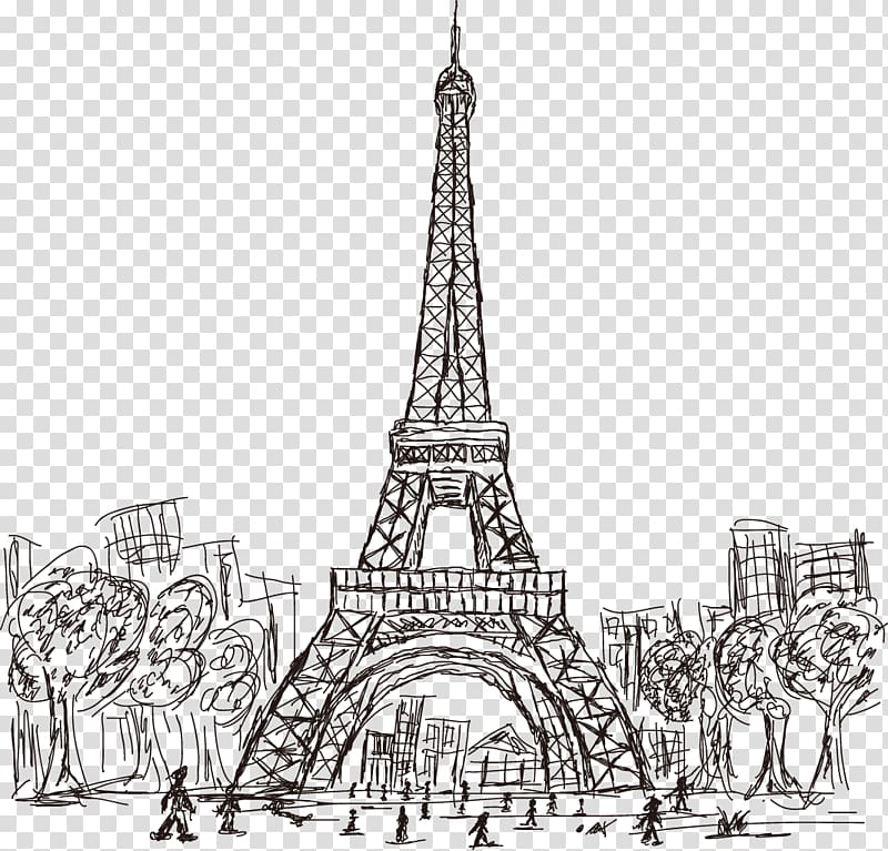 تنزيل مجاني أيقونة برج إيفل ، خلفية مرسومة ببناء باريس ، خلفية برج