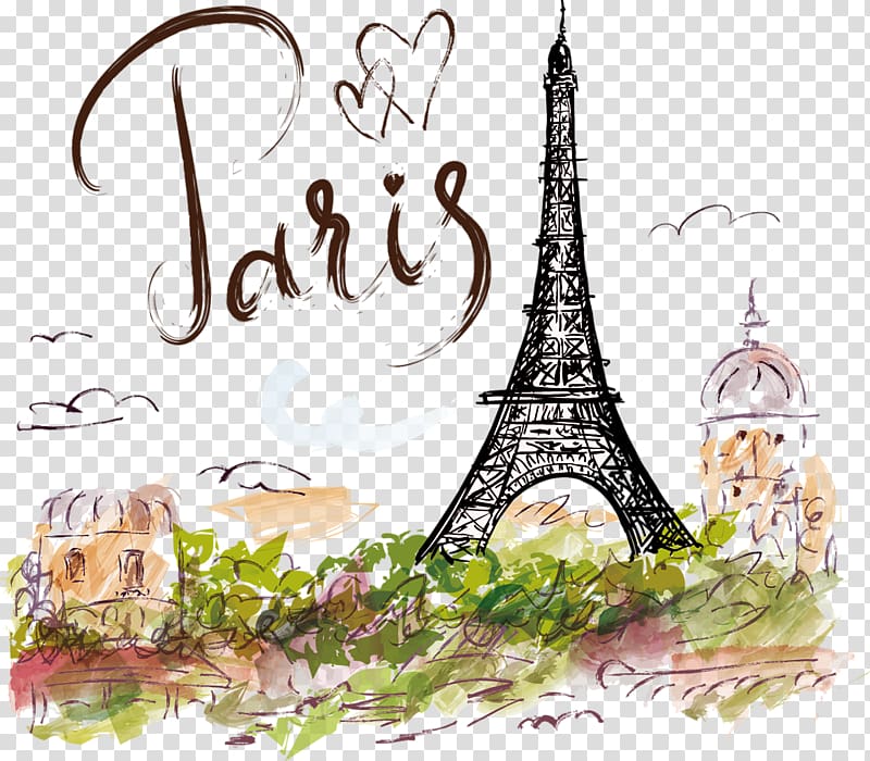 باريس برج ايفل التوضيح ، برج ايفل الرسم التوضيح ، مرسومة باليد برج ايفل PNG