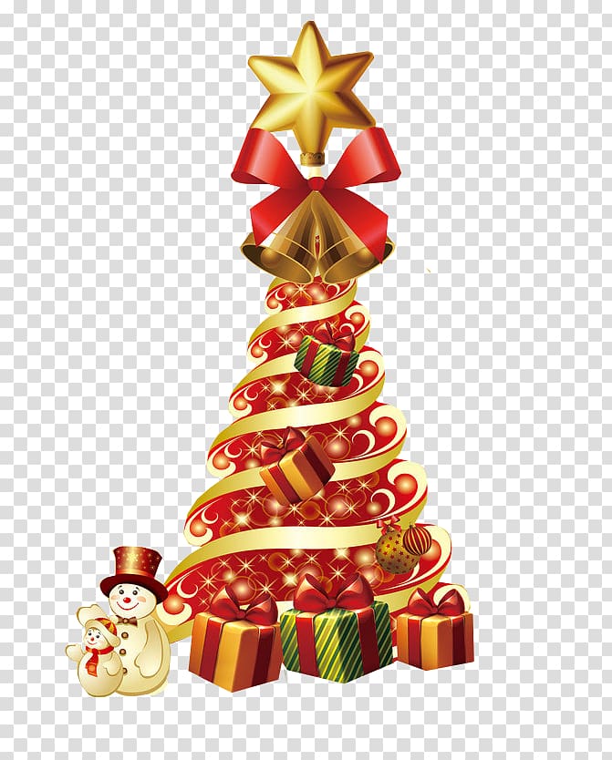 شجرة عيد الميلاد سانتا كلوز الأحمر والأحمر والذهبي شجرة عيد