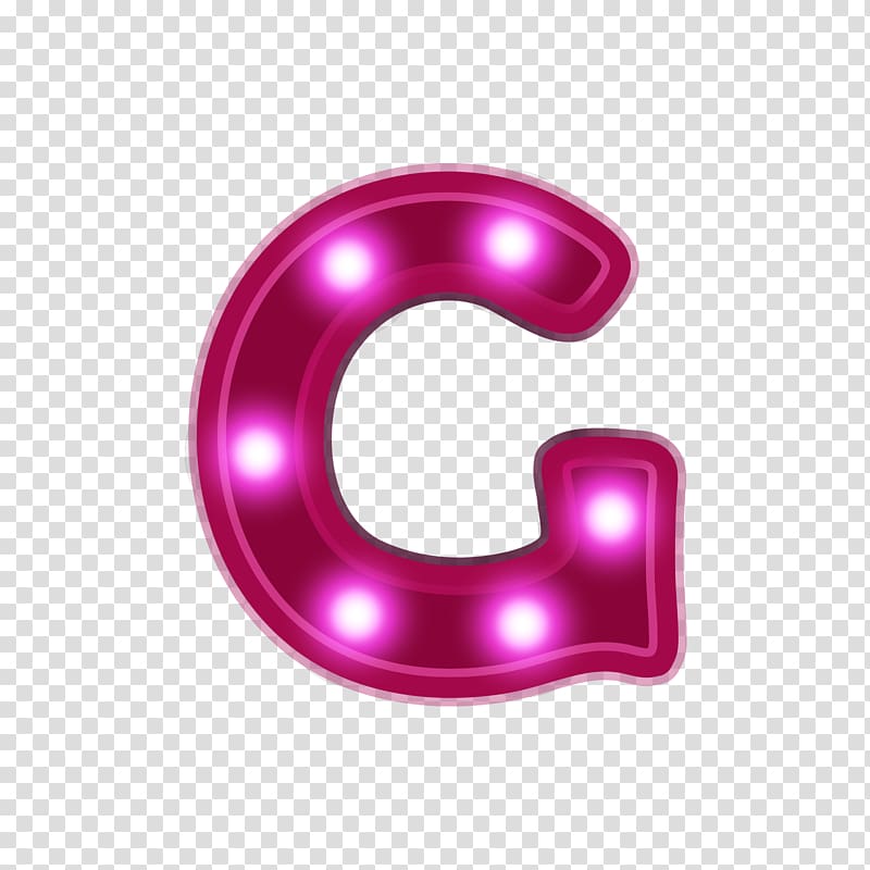 اللون من القرنفل G لافتات التوضيح ، رسالة G النيون ، الأبجدية النيون G PNG