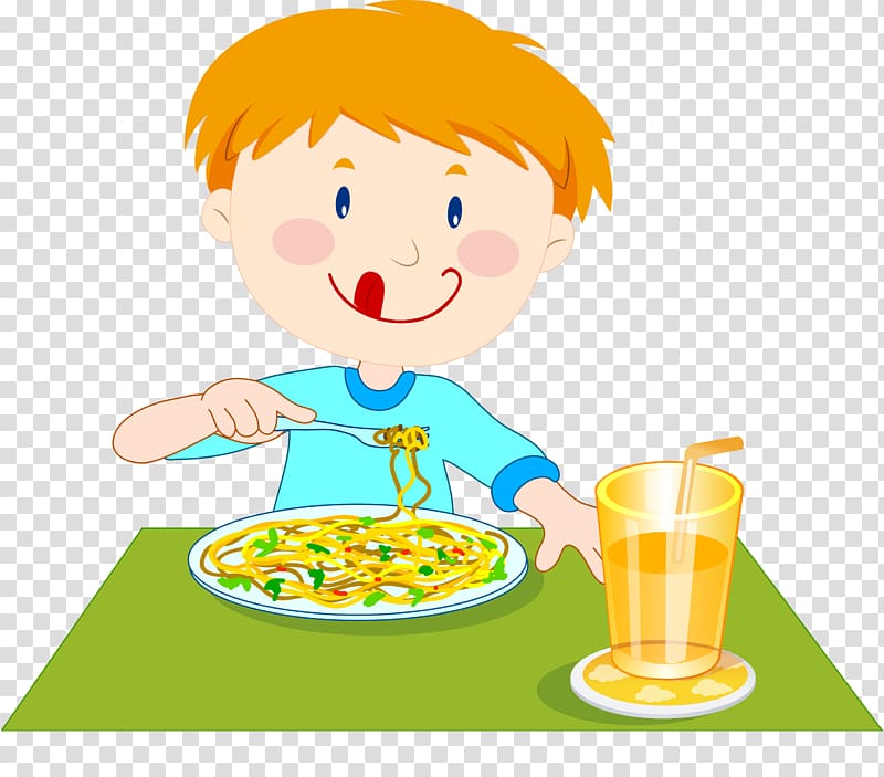 طفل ياكل اكل صحي كرتون